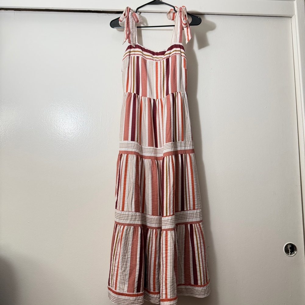 Blu Pepper Red and White Striped Maxi Dress
